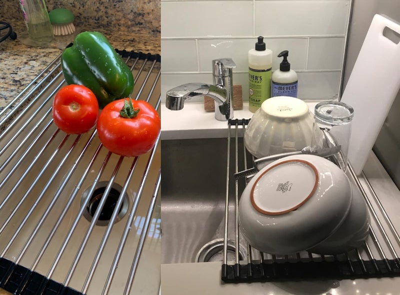 Ahyuan Roll up Dish Drying Rack Over The Sink Kitchen Roll up Sink Drying Rack Portable Dish Drainer Foldable Dish Drying Rack (Black, 20.5''X11.2'') - Image 5